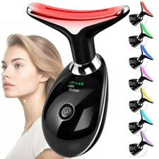 Facial Massager Red-Light-Therapy-for-Face and Neck with 7 Color ( Black )