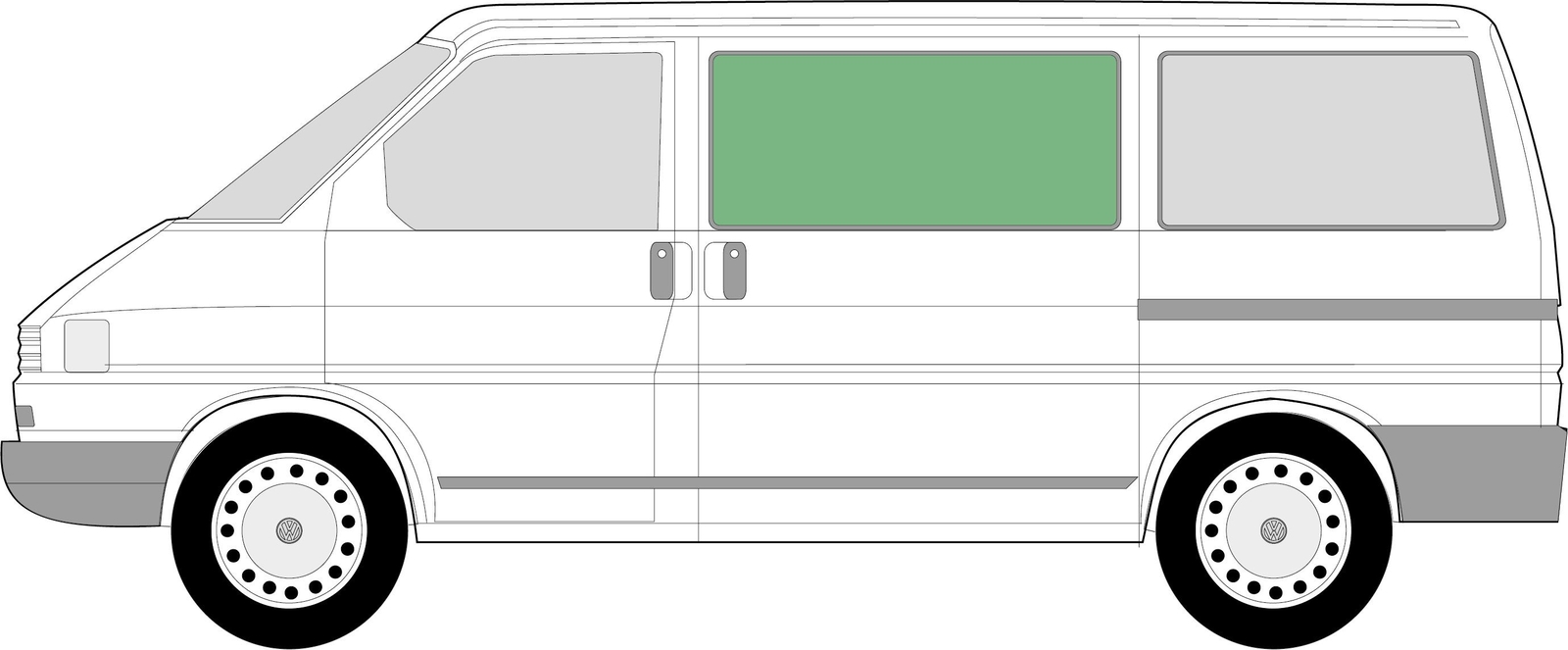 VW T4 Transporter 90-03 JK Front Side Fixed Window Privacy Tint Nearside/Left