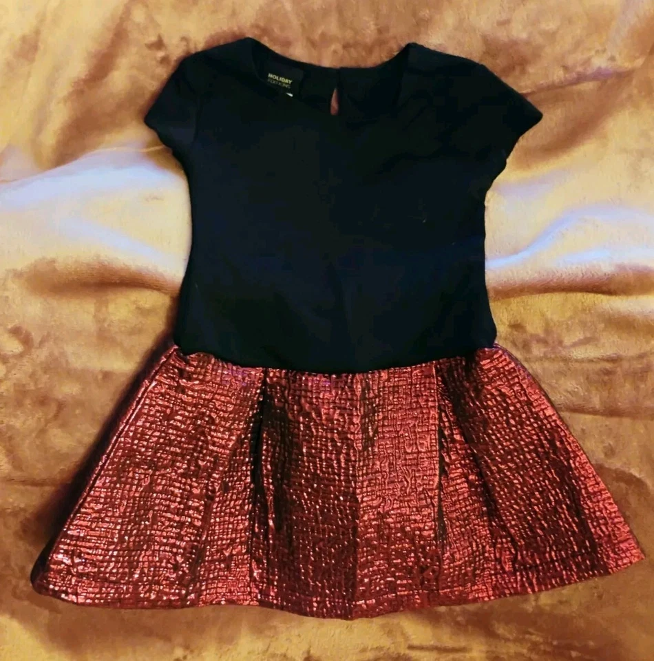 VESTIDO EDICIONES DE VACACIONES NIÑAS 18 MESES - 2 piezas enagua púrpura/negro cuello de piel sintética  Foto 4 de 4