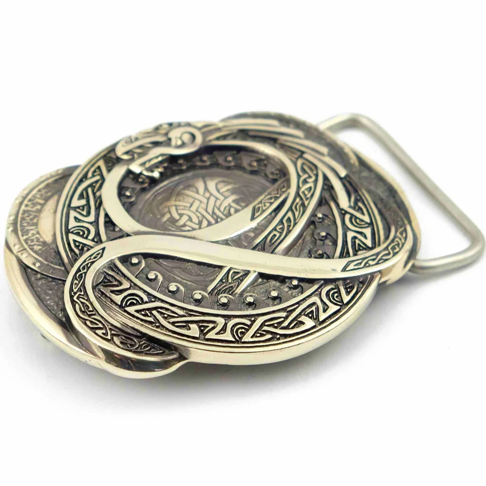 German silver belt buckle Jormungandr, World Serpent buckle, Dragon buckle - Image 3 of 4