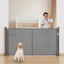Extra Wide 71" Retractable Baby Gate - 42" Tall One-Handed Operation, Gray