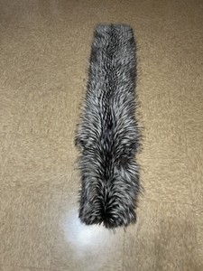 LILLY E VIOLETTA FUR SCARF NWTGS SALT/ PEPPER GRAY 11X54