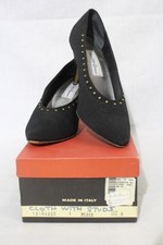 Vintage SAKS FIFTH AVENUE"Chinoise"Cloth PumpsW/Stud Decor Womens 9.5N Italy B27