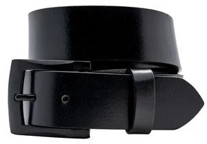 Ceinture décontractée en cuir de Buffalo massif ou ceinture de jeans pour hommes unisexe - noir