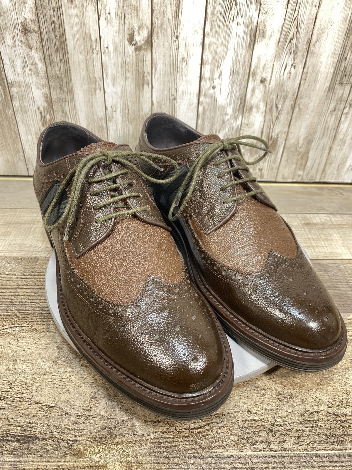 SAOLA Scarpe eleganti uomo Robert Graham derby in pelle marrone con punta alare taglia 9