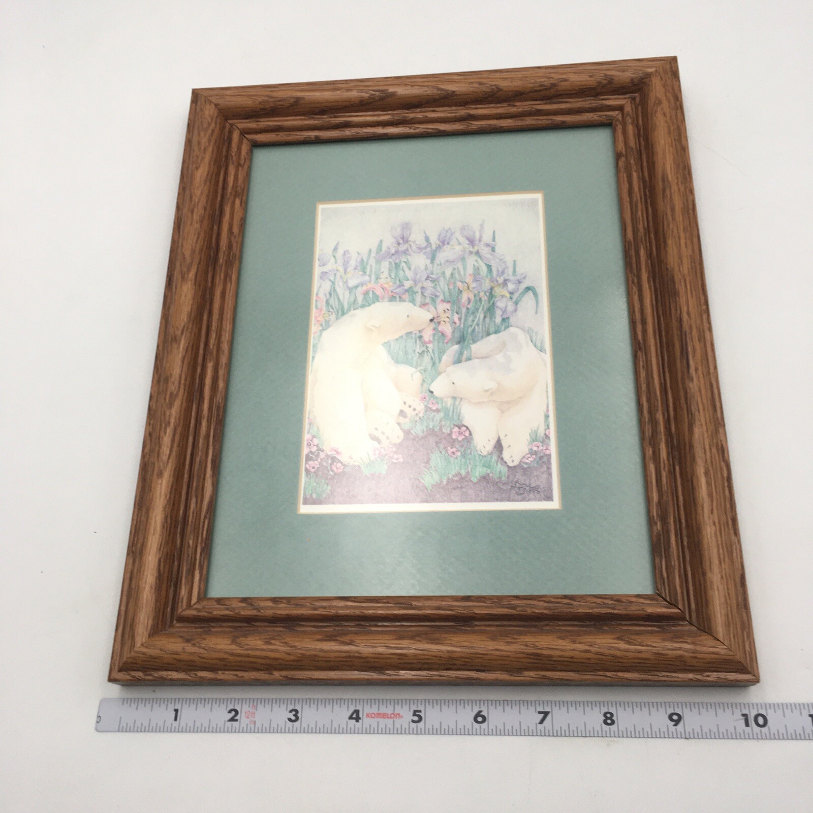 Signed Print 10 X12 Vintage B Stone Bear Framed Nature Polar Floral Flowers Iris