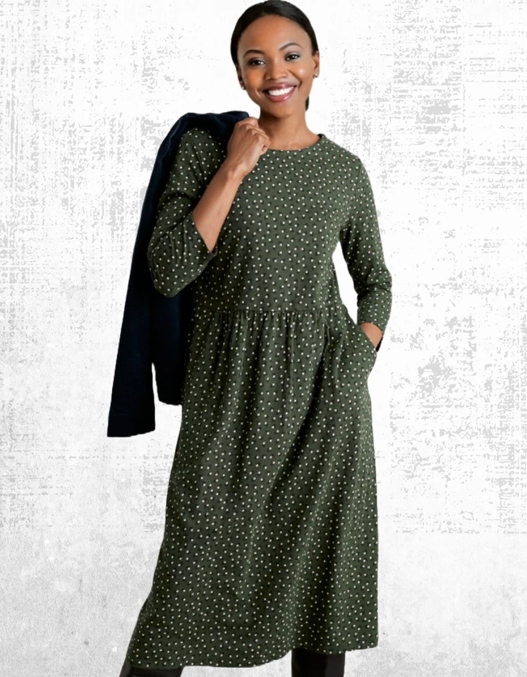 Women’s Seasalt  Jersey Dress Crew Neck ¾ Sleeve Strew Tulip Thread Beech — 第 2/4 张图片