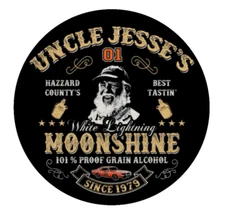 Dukes of Hazzard (Uncle Jesse's Moonshine)Blk - 4" Vinyl Decal Car Cooler Laptop