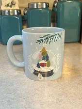 Harry & David Christmas Mug Holiday Let It Snow Blue Snow Globe Harry and David