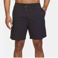 NEW LANDS' END Men's M Quick Dry UPF 50 Swim Shorts With Built-In Boxer Black