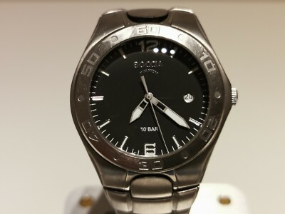  RETRO BEAUTIFUL SPORT 10 BAR ALL TITANIUM  QUARTZ MEN'S WATCH ''BOCCIA'' 