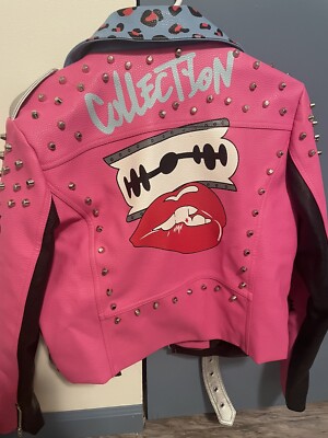 Azalea Wang Motorcycle Live Free Studded Graffiti Jacket Coat
