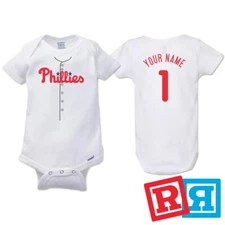 Personalized Philadelphia Phillies Gerber Baby Onesie® Cotton Custom Bodysuit