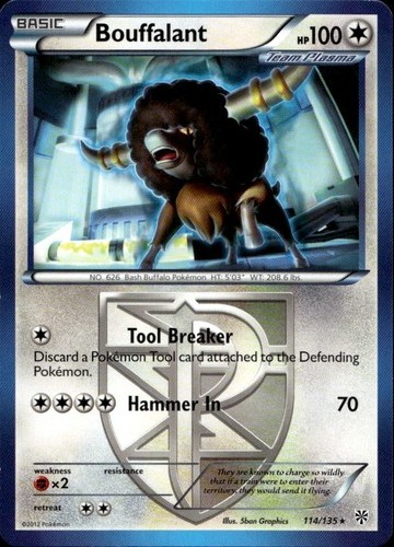 Bouffalant 114/135 Rare Plasma Storm Pokemon Lightly Played