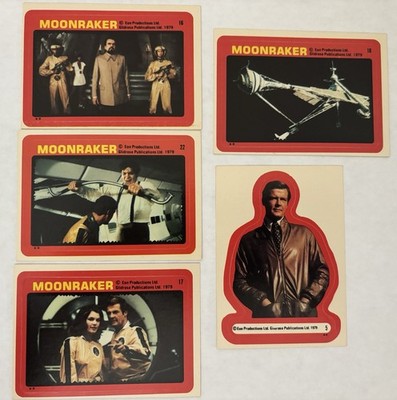 Lot 5 James Bond Moonraker Stickers Roger Moore 1979 Jaws 007 Spy