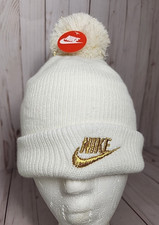 Nike Pom Beanie Girls White Size Child Brand New