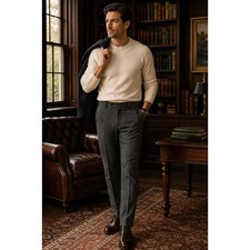 Haight  Ashbury Wool Grey Men's Tweed Trousers Workwear Preppy Minimalist