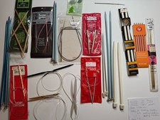 Aluminum  Plastic Lot of Circular  Straight Knitting Needles - Various Sizes