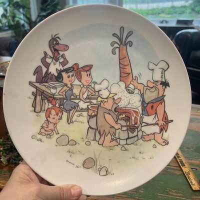 RARE Vintage Hanna-Barbara Flintstones Fred Dino Pebbles Wilma Melmac plate 10 