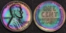 1956 "BIE" ERROR * Lincoln wheat cent penny, rainbow toning (63-97)