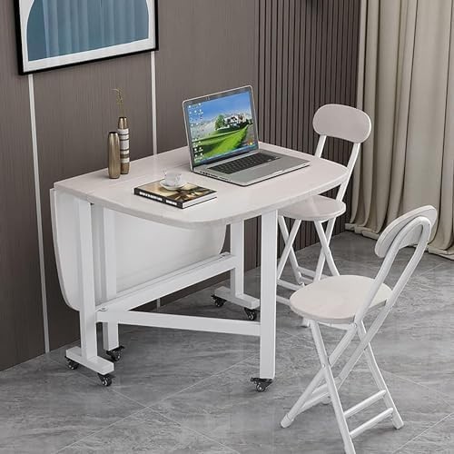 White Folding Dining Table 120x70cm Extendable Butterfly Kitchen Table
