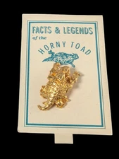 Vintage 90s Southwest Gold Tone Horny Toad Lizard Lapel Pin Toadland Mfg