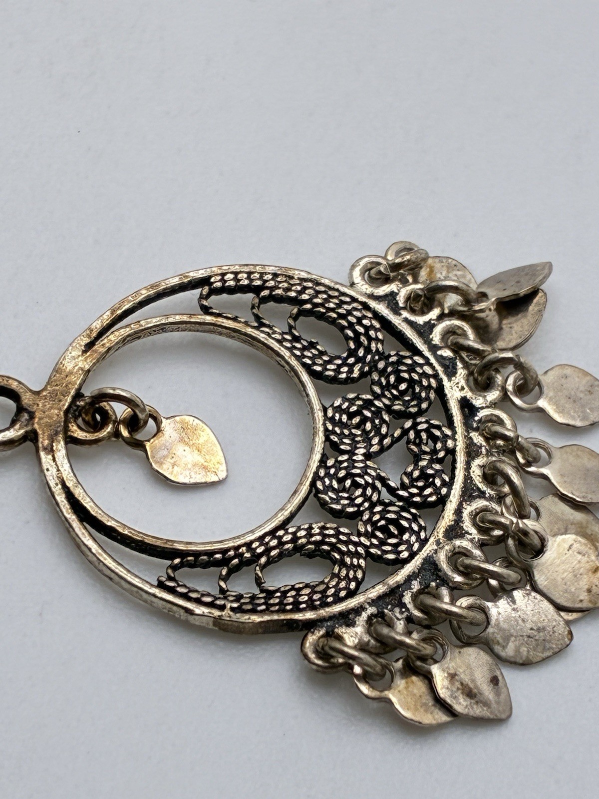 Boho Circle Dangle Working 925 Silver Cut Out VTG… - image 10