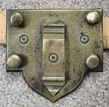 ANTIQUE Liebrich Solid Brass TRUNK LOCK Cover, Chest, Vintage Hardware Parts