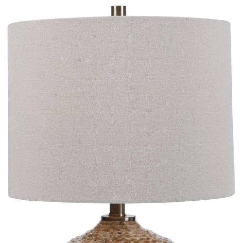 Rustic Accent Table Lamp 22" High Brown Taupe Ceramic Drum Shade for Living Room - Picture 5 of 8