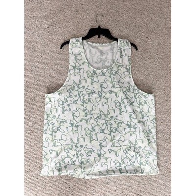 Tek Gear Workout Tank Top Womens XL Green White Abstract Print Racerback NWT