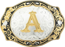 Western Belt Buckle for Men Vintage Cowboy Rodeo Small Initial Letter ABCDMRJ to