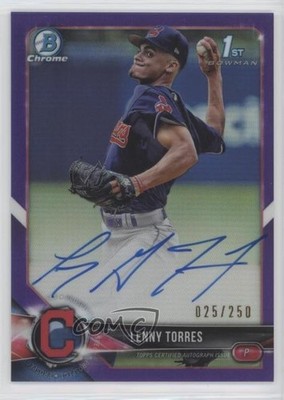 2018 Bowman Draft Chrome Pick Purple Refractor 25/250 Lenny Torres Jr Auto 0ie5