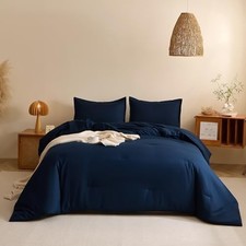 Navy Blue Comforter Set King Size 3 Pieces