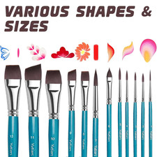 12Pcs Face Painting Brush Set Nylon Bristles Wooden Handle US