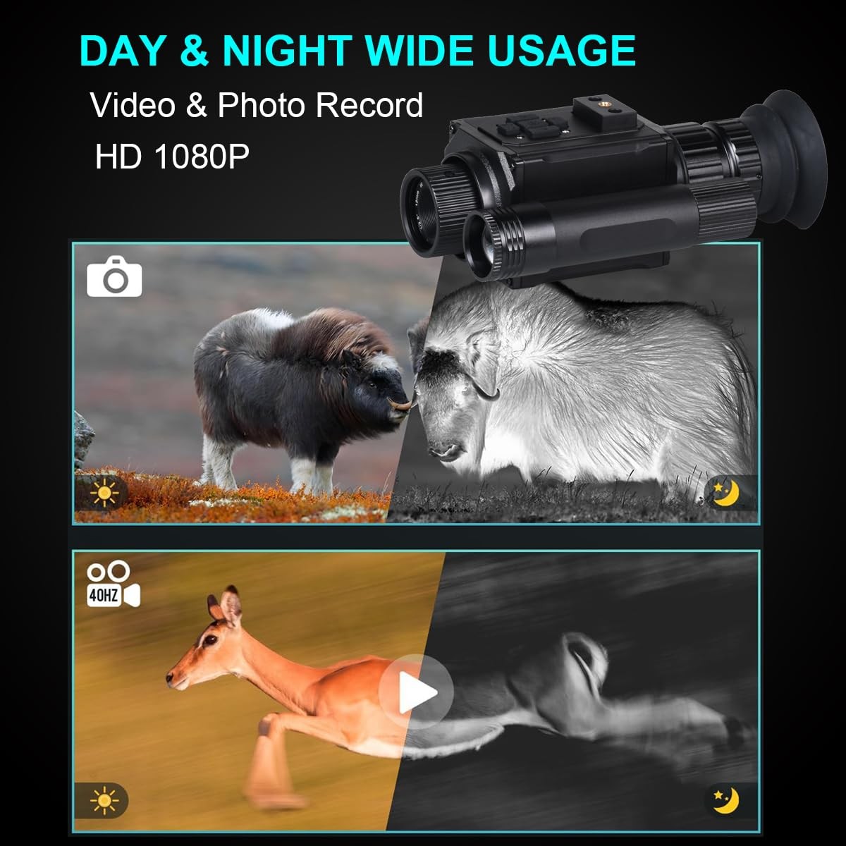 Night Vision Goggles Head or Helmet Mounted Monocular - 1080P HD Photo and Vi...