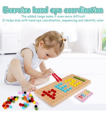 Beetoy Montessori Wooden Board Game for Kids -Color Recognition Motor Skills New