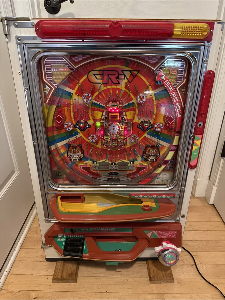 💙RARE Vtg Nishijin Pachinko Machine Japanese Game 33" Wood Cabinet+Balls~CR-V - Image 2 of 4
