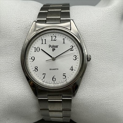 Vintage Pulsar Women Watch 33mm Y561-6019 Silver Tone New Battery 7.75''