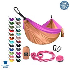 Double Camping Hammock with Tree Straps  Carabiners
