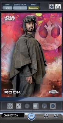 Star Wars Card Trader Chrome Sapphire Legendary 1CC Bodhi Rook