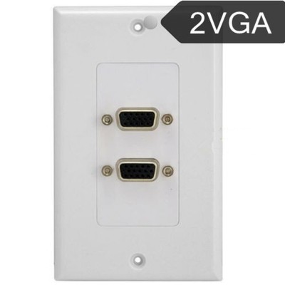 2-VGA 15P Female AV Video Socket Modular Faceplate Wall Outlet Plate Face Plate