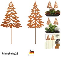 2Er Set Tannenbaum Rost Gartenstecker Weihnachten Deko Rostbraun Gartendeko