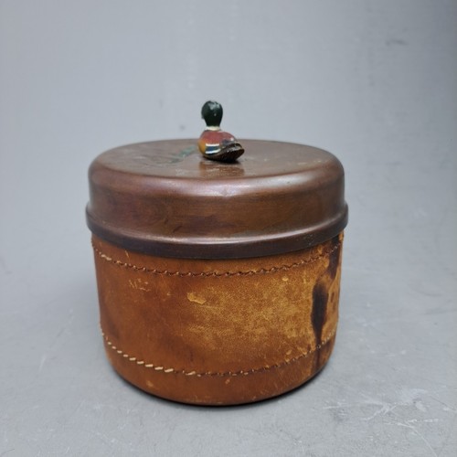Vintage McDONALD DUK-IT Leder auf Kupfer Tabak Humidor mit Stockentengriff MCM - Bild 3 von 11