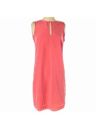 ZARA BASIC Coral Pleated Sleeveless Shift Crew Neck Short Dress Size S