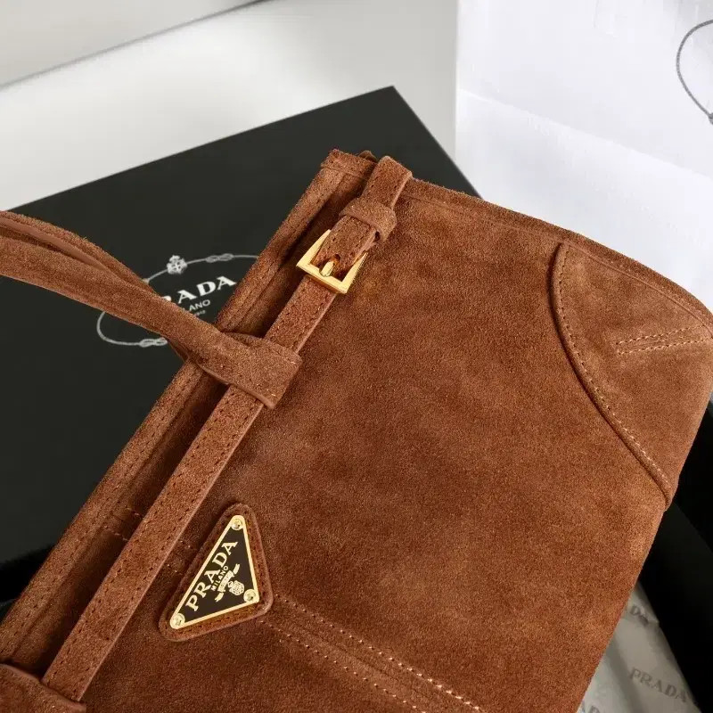Prada Suede Tote Bag with Detachable Strap thumbnail 6