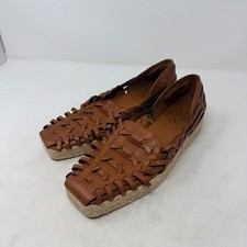 Sam  Libby Woven Espadrille Loafers Cognac Brown Square Toe Size 8.5 Coastal
