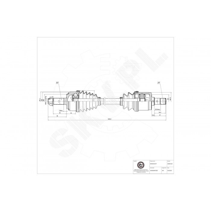 Cardan de transmission 44306SWY000 arbre roue avant gauche Honda CR-V III essence diesel