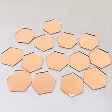 100 Pcs 1 Hexagon Mirror Mosaic Tiles Rose Gold Color for Craft Projects