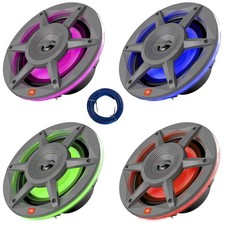 2 Pair of JBL 6.5" 225W Marine Multi-Color LED Speakers with 20 Feet 16G Wire
