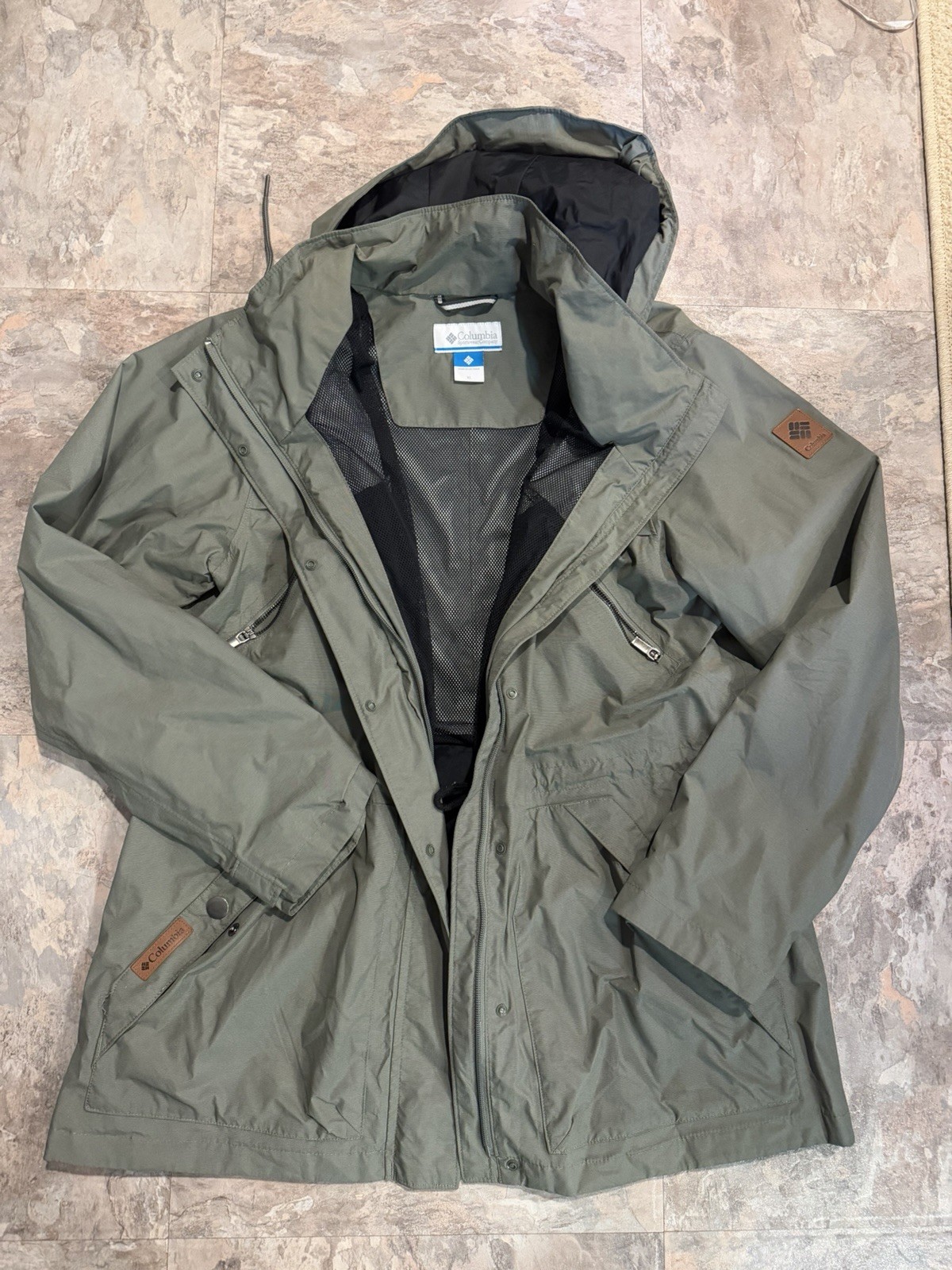 Columbia Women's Hooded Lightweight Full Zip Jacket XL, Olive Green Rain Wind